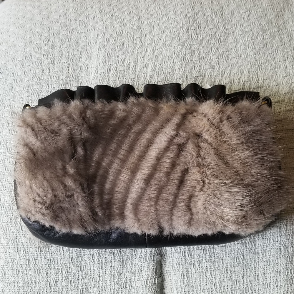 Fur crossbody shoulder purse clutch or wristlet